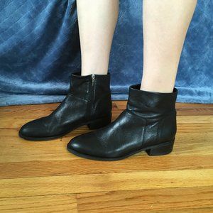 Black Franco Sarto Zip Flat Ankle Booties Size 11